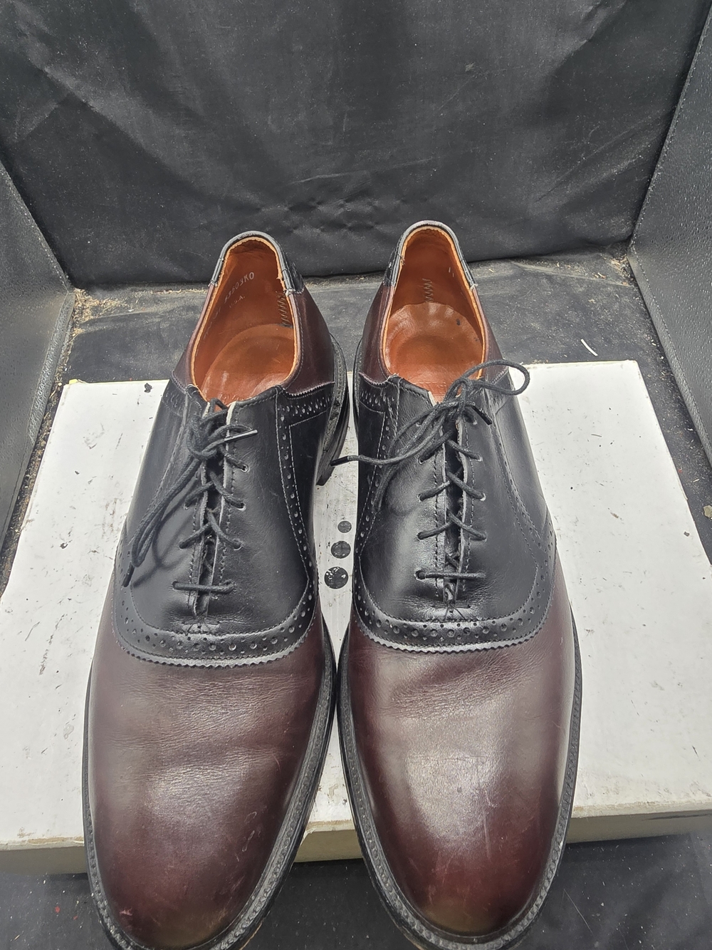 Alden Black and Burgundy‎ Two-Tone Leather Oxfords